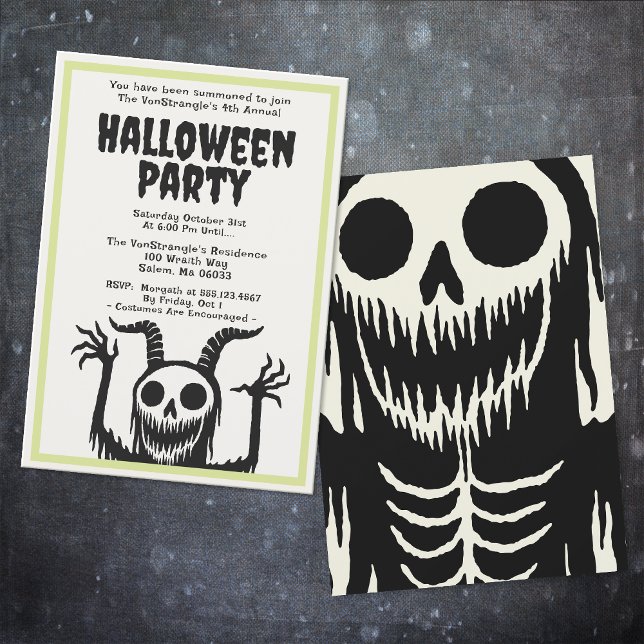 Modern Halloween Party Devil Skull  Invitation (Creator Uploaded)