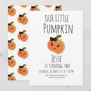 Modern Halloween Pumpkin Cookie Birthday Invitation