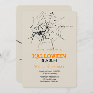 Modern Halloween simple creepy spider party Invitation