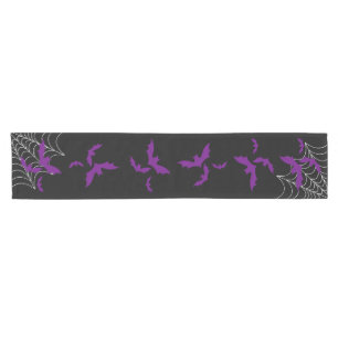 Modern Halloween Spider Web Bat  Short Table Runner