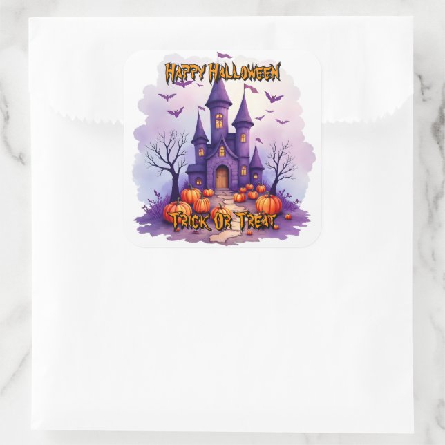 Modern Halloween Spooky Cute Collection Square Sticker (Bag)