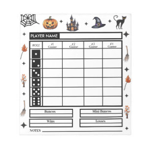 Modern Halloween Theme Bunco Score Pad            