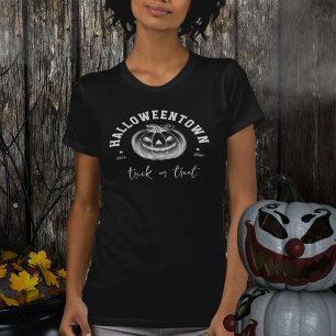 Modern Halloween Trick or Treat Pumpkin Black T-Shirt