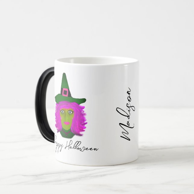 Modern Halloween Witch Glam Script Personalised  Magic Mug (Front Left)