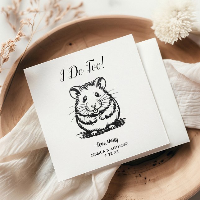 Modern Hamster Wedding Cocktail Napkins (Creator Uploaded)