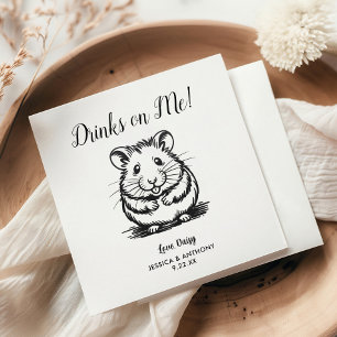 Modern Hamster Wedding Cocktail Napkins
