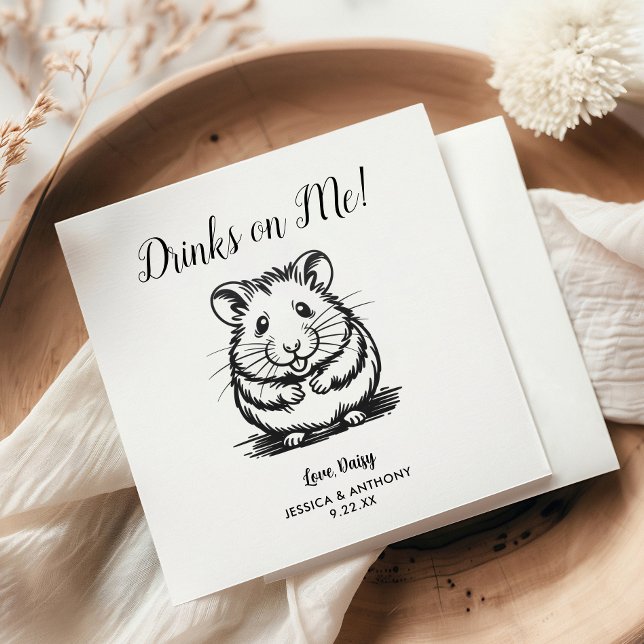 Modern Hamster Wedding Cocktail Napkins (Creator Uploaded)