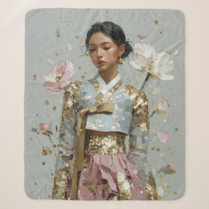Modern Hanbok Art Print Sherpa Blanket