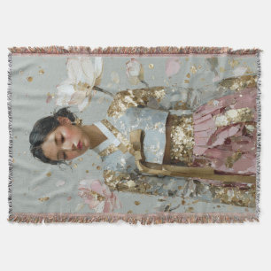 Modern Hanbok Art Print Throw Blanket