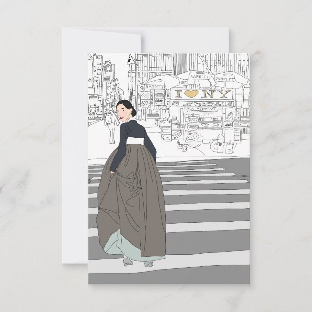 Modern Hanbok woman  Greeting card (Front)