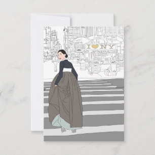 Modern Hanbok woman Greeting card