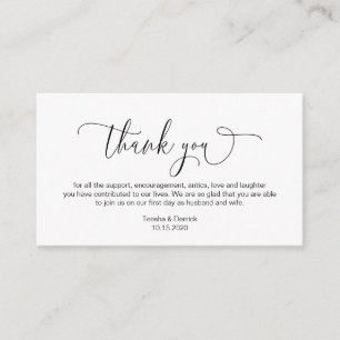 Modern hand Black ink script, Wedding Thank you Enclosure Card