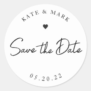 Modern Hand Calligraphy Wedding Save the Date Classic Round Sticker