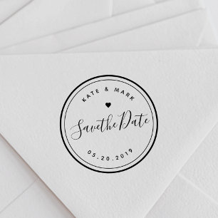 Modern Hand Calligraphy Wedding Save the Date Self-inking Stamp