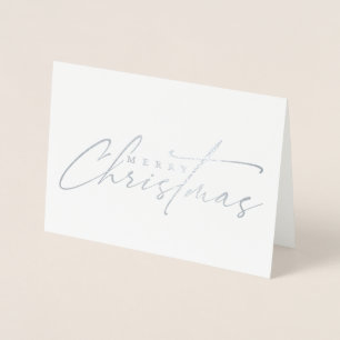 Modern, Hand-created Merry Christmas script Foil Card