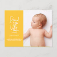 Modern hand drawn baby boy birth announcement