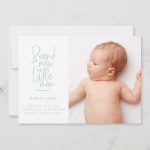 Modern hand drawn baby boy birth announcement