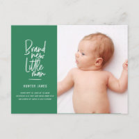 Modern hand drawn baby boy birth announcement