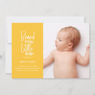 Modern hand drawn baby boy birth announcement