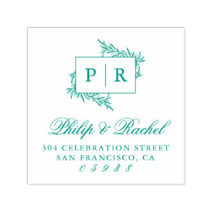 Modern Hand-drawn Branches Wedding Return Address Self-inking Stamp