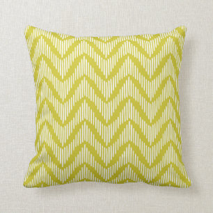 Modern Hand-Drawn Chevron Pattern Chartreuse Cushion