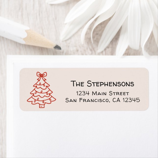Modern Hand Drawn Christmas Tree Return Address (Insitu)