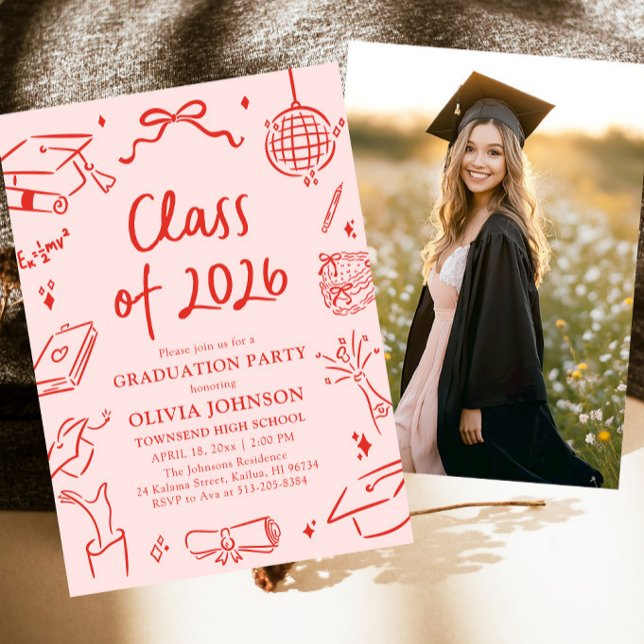 Modern Hand Drawn Class of 2026 Graduation Party Invitation (Modern Hand Drawn Class of 2026 Graduation Party Invitation)