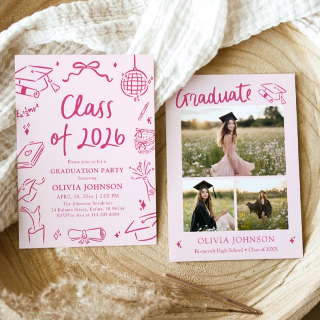 Modern Hand Drawn Class of 2026 Graduation Party Invitation (Modern Hand Drawn Class of 2026 Graduation Party Invitation)