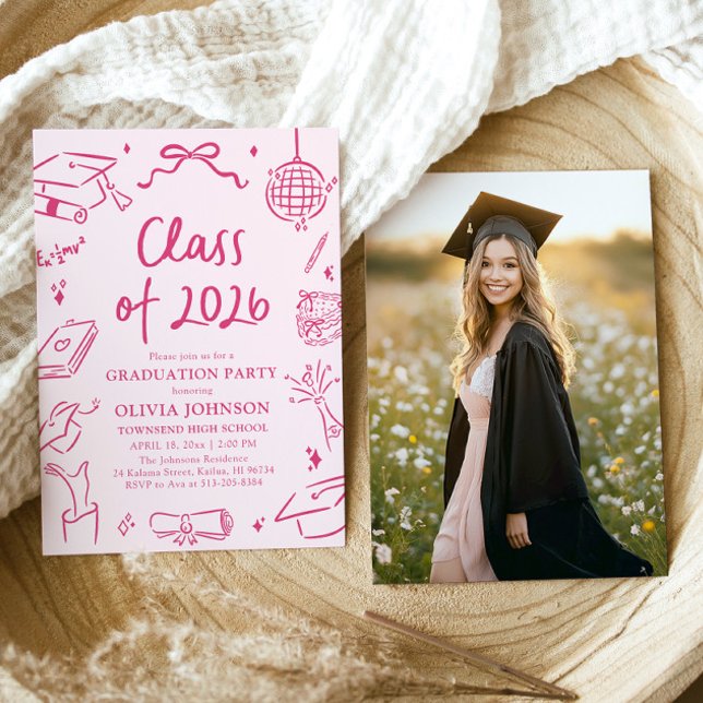 Modern Hand Drawn Class of 2026 Graduation Party Invitation (Modern Hand Drawn Class of 2026 Graduation Party Invitation)