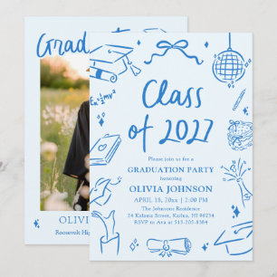 Modern Hand Drawn Class of 2027 Graduation Party Invitation