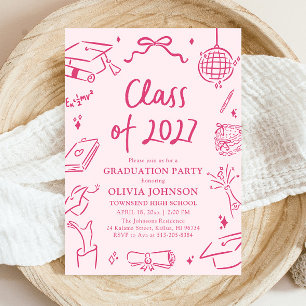 Modern Hand Drawn Class of 2027 Graduation Party Invitation
