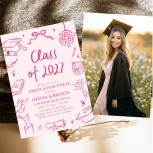Modern Hand Drawn Class of 2027 Graduation Party Invitation