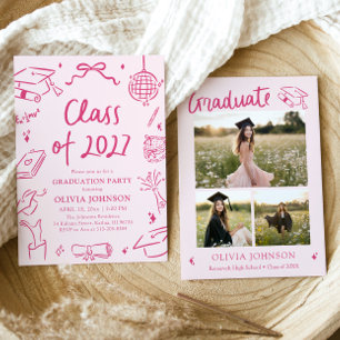 Modern Hand Drawn Class of 2027 Graduation Party Invitation