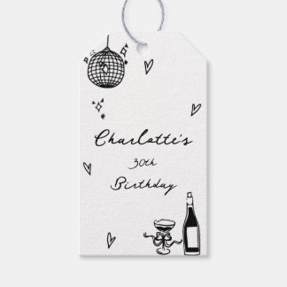 Modern Hand Drawn disco ball 30th Birthday Gift Tags