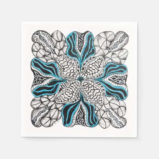 Modern Hand-Drawn Doodle with Blue Napkin (Front)