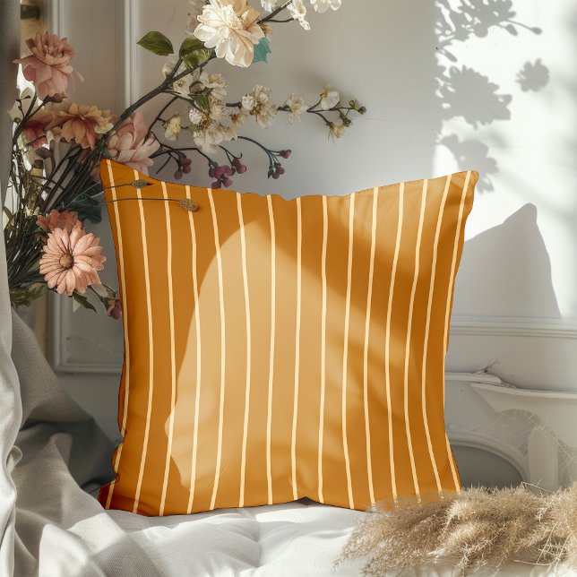 Modern Hand Drawn Fall Cream Striped Cushion (Creator Uploaded)