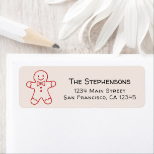 Modern Hand Drawn Gingerbread Man Return Address