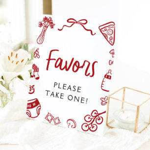 Modern Hand Drawn Italian Pizza Favours Sign