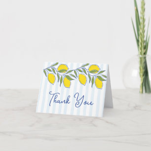 Modern Hand Drawn Lemons Blue Stripes Amalfi Coast Thank You Card