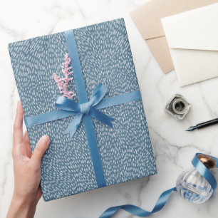 Modern Hand-drawn Lines Steel Blue Grey  Wrapping Paper