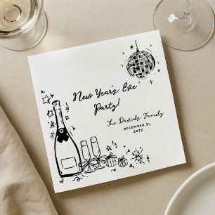 Modern Hand Drawn New Year's Eve Party  Napkin