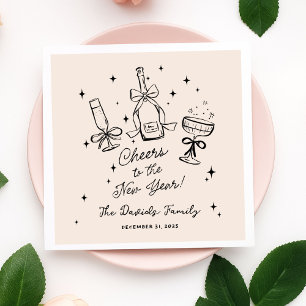 Modern Hand Drawn New Year's Eve Party  Napkin