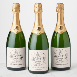 Modern Hand Drawn New Year's Eve Party  Sparkling Wine Label