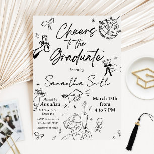 Modern Hand Drawn Photo Graduation Party Invitation