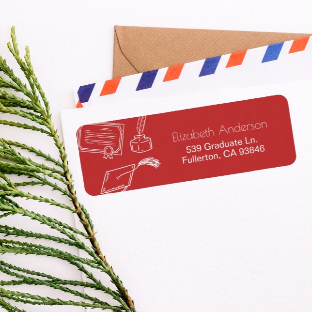 Modern Hand Drawn Red Graduate Invitation Return  (Creator Uploaded)