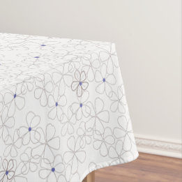 Modern Hand-drawn Taupe Periwinkle Flower Tablecloth