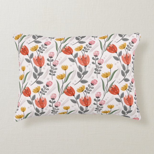 Modern Hand Drawn Tulips Accent Pillow (Front)