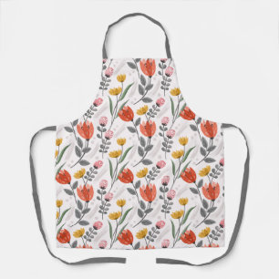 Modern Hand Drawn Tulips Apron