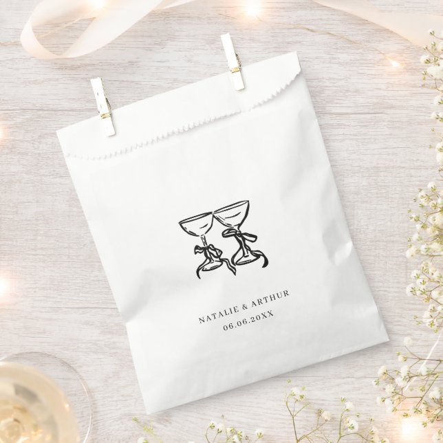 Modern Hand Drawn Wedding Favour Bags (Clipped)