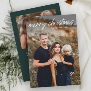 Modern Hand Lettered 2 Photo Christmas Holiday Card